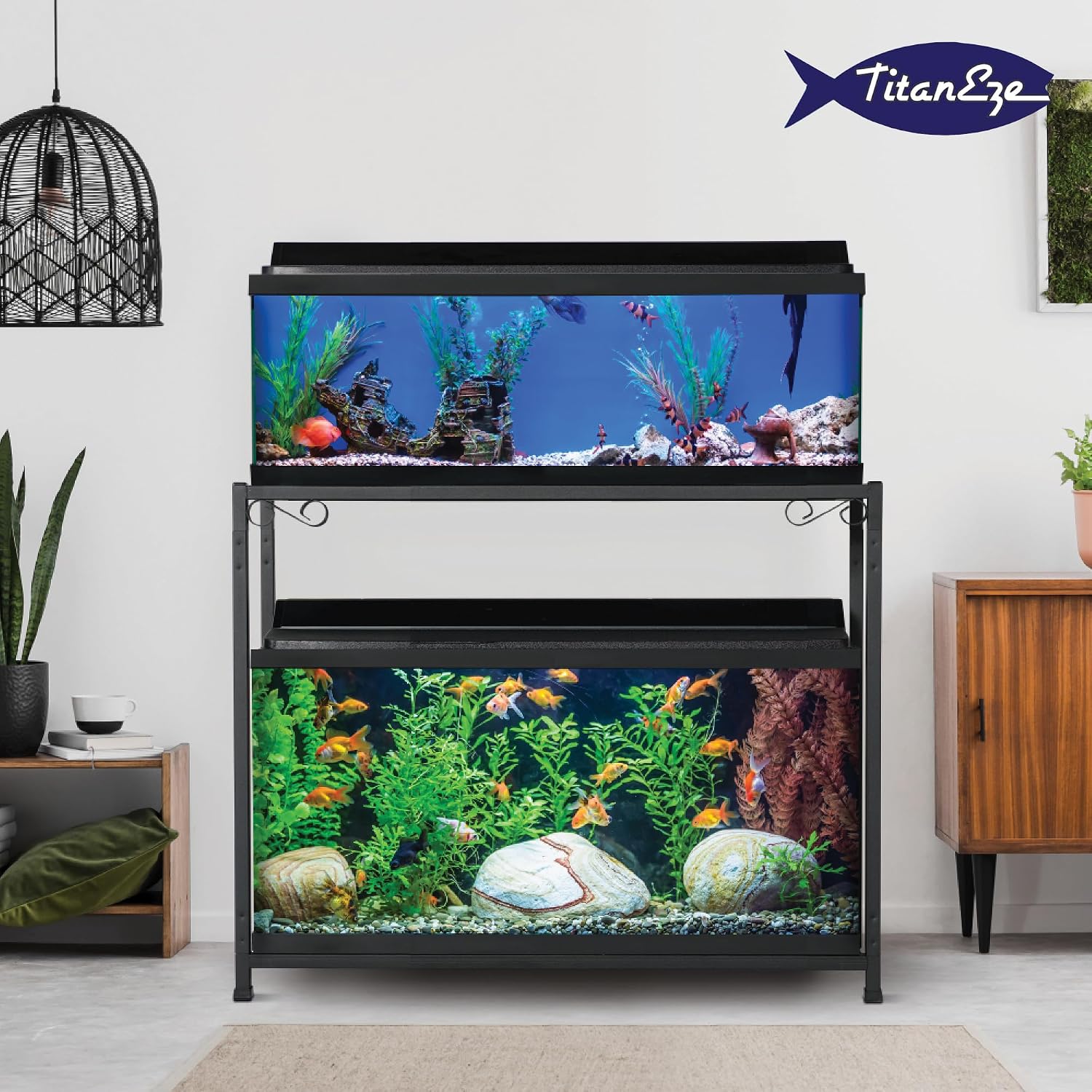 TITANEZE 29 Gallon Double Aquarium Stand (2 Stands in 1), Fish Tank Stand, Bird Cage Stand, 32.5" W x 32 "H x 13" D