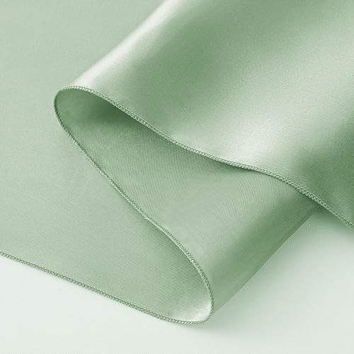Miniatura 7 de Horbaunal Paquete de 12 caminos de mesa de satén verde salvia de 12 x 108 pulgadas, caminos de mesa suaves para banquetes de boda, fiesta de