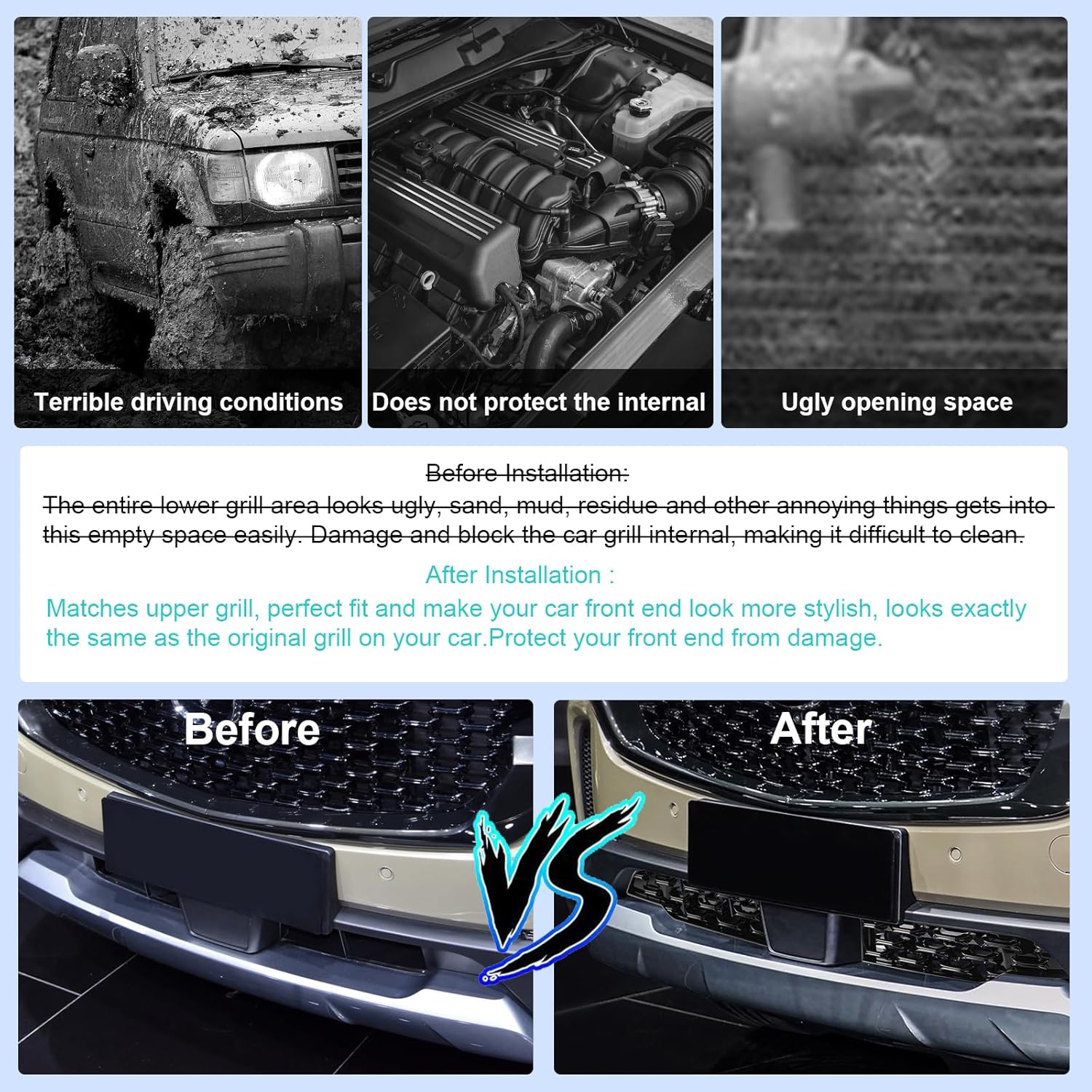 CDEFG 2023 2024 2025 2026 CX-50 Front Grill Mesh Inserts Trims CX50 Front Grille Guard for 2023-2026 Mazda CX-50 Car Exterior Accessories ABS Material, 2PCS (for 2023-2026 CX-50 Front Grills)