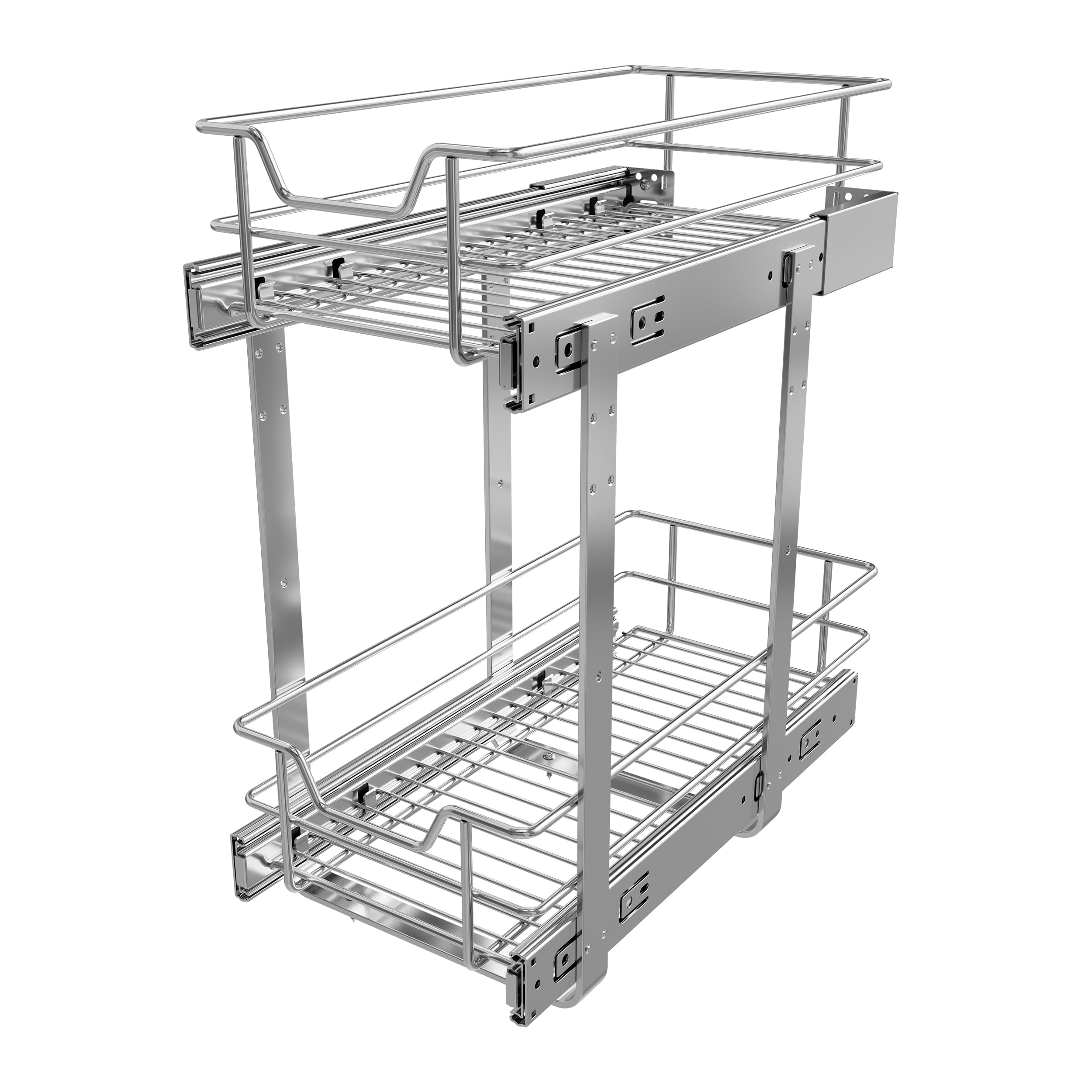 Photo 1 of 2 Tier Pull Out Cabinet Organizer 9" W X 17" D, Slide Out Drawers For Kitchen Cabinets, Pull Out Drawers For Cabinets Capacity Heavy Duty Caddy, Cabinet Pullout Shelves Chrome-Plated,Bathroom Pantry