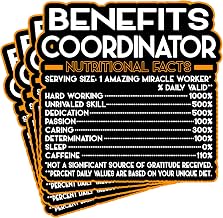 (4Pcs) Benefits Coordinator Vinyl Decal Sticker – Nutritional Facts Quote for Laptops, Water Bottles, Cars – Gift for Coworker, Office, Birthday, Christmas – Waterproof Vinyl Sticker
