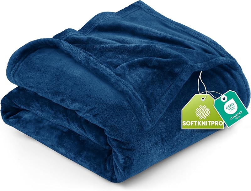 Utopia Bedding Manta de forro polar ultra suave tamaño Queen azul marino (90 x 90 pulgadas) | Manta acogedora, transpirable, ligera y cálida de felpa de microfibra, antiestática, uso en todas las estaciones, regalo para mujeres y hombres