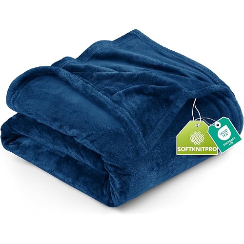Utopia Bedding Fleece Blanket Full Size Navy 300GSM Luxury Fuzzy Soft Anti-Static Microfiber Bed Blanket (90x84 Inch)