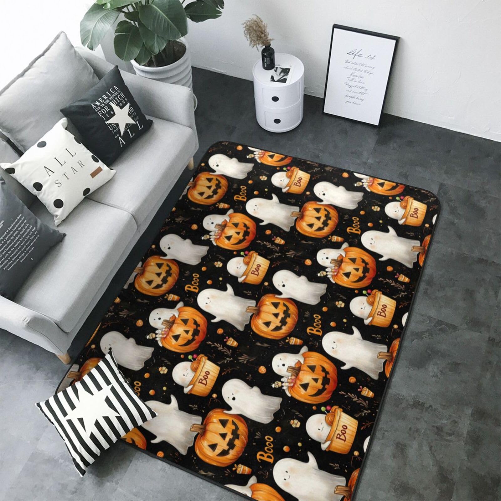 Tapis motif fantôme d'Halloween mignon grand modèle pour chambre