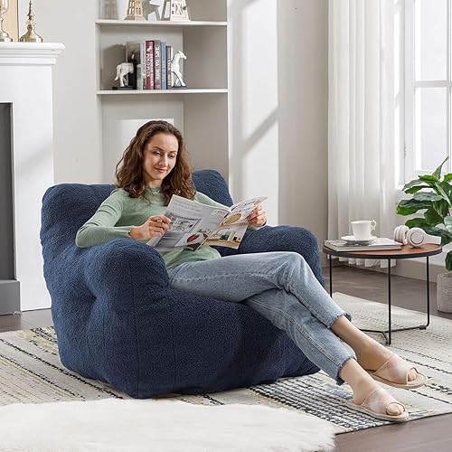 Miniatura 40 de Recaceik Sillones puff copetudos, suave relleno con relleno, sofá esponjoso y perezoso, tumbona imperial gigante para dormitorio, sala de estar,