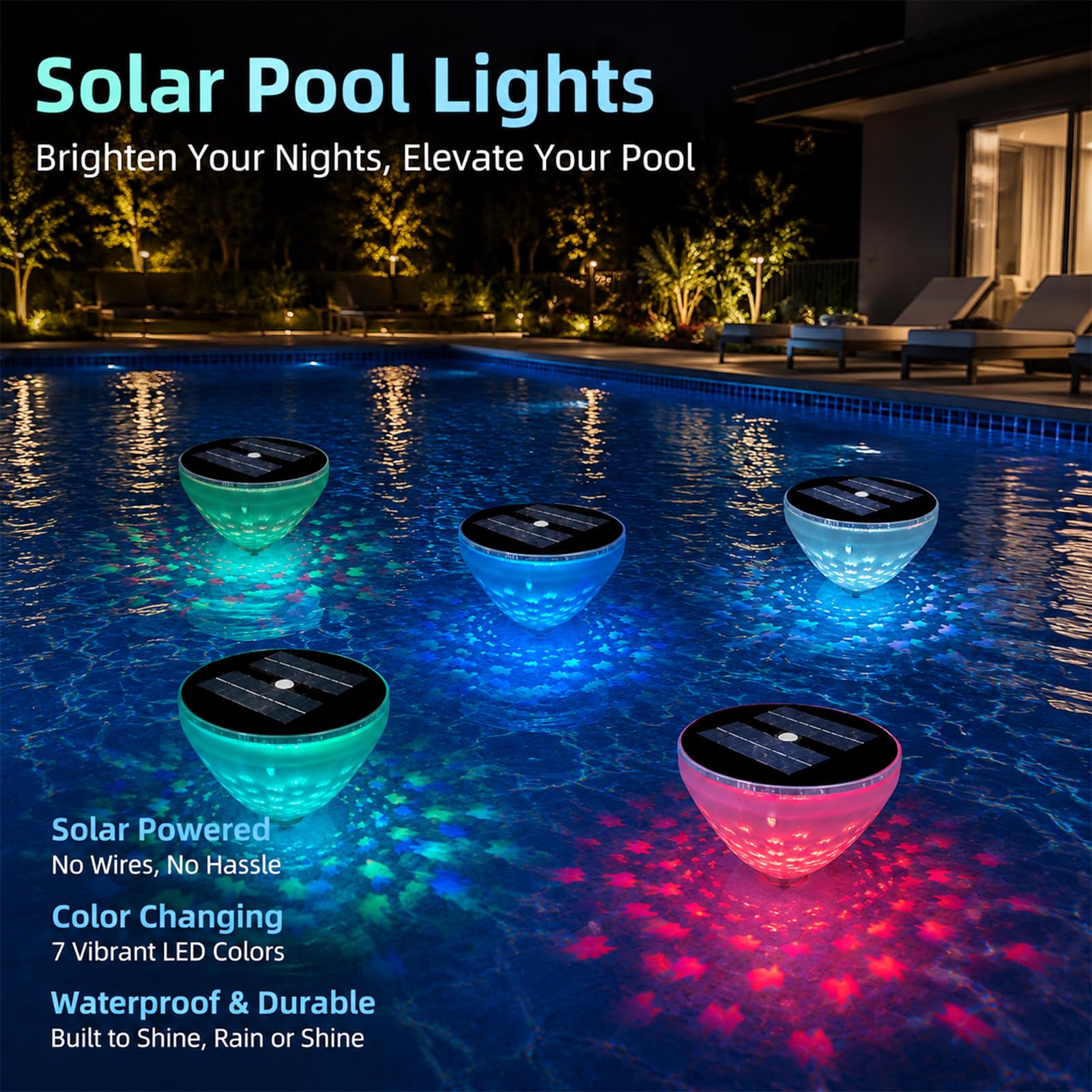 Accessoire Piscine, Lumiere Solaire, Lampe Piscine Led Etanche, Projecteur, pour Jacuzzi, Jardin, SPA, Fête