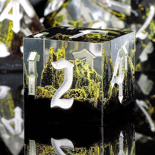 Miniatura 1 de KERWELLSI Sharp Edge - Juego de dados DND de resina, 7 piezas D&D, juego de dados de Calabozos y Dragones, dados poliédricos RPG, dados D y D D20