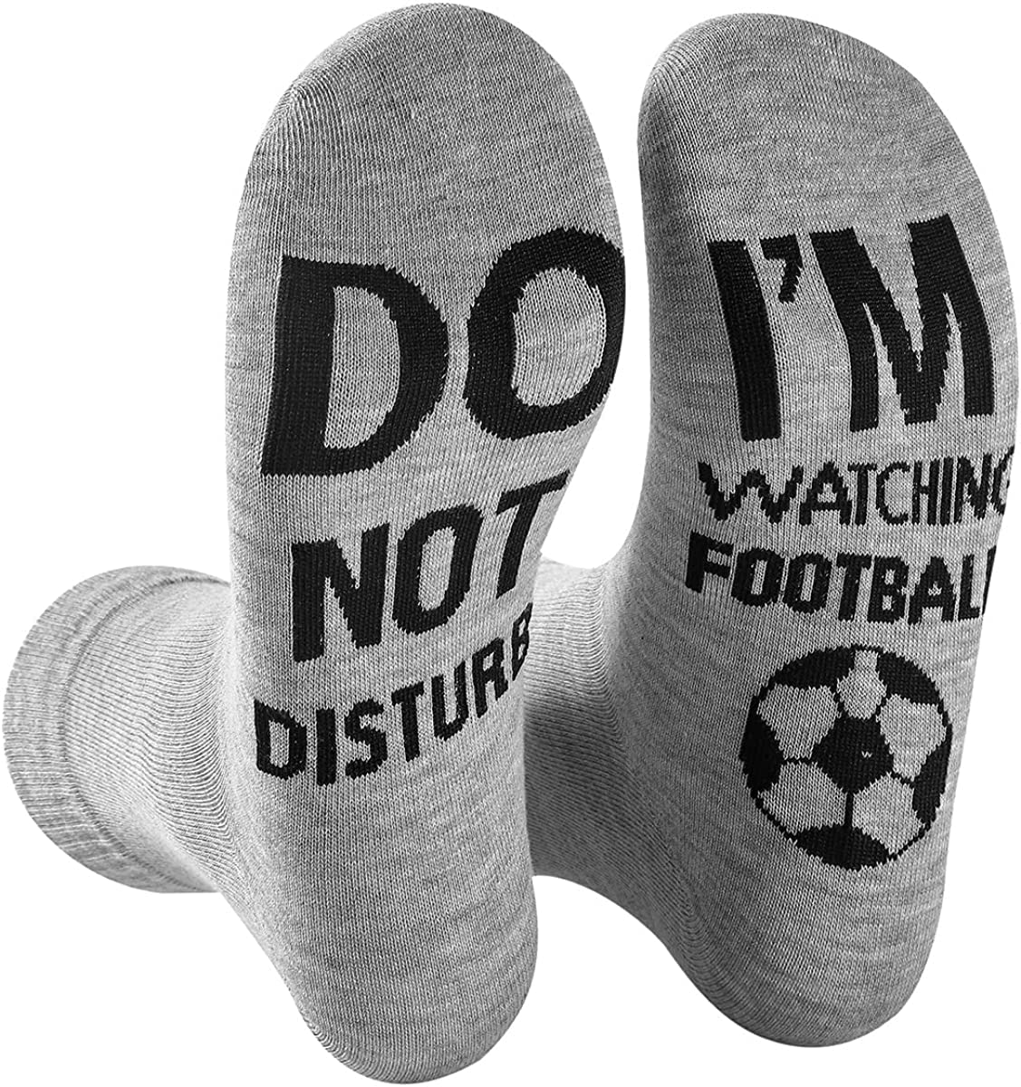 Zkxiyuan Men's Grey Do Not Disturb I'm Watching Football Socks Funny Novelty Socks Football Gifts For Teen Boys Sons Husbands Dad Football Lovers (Grey)