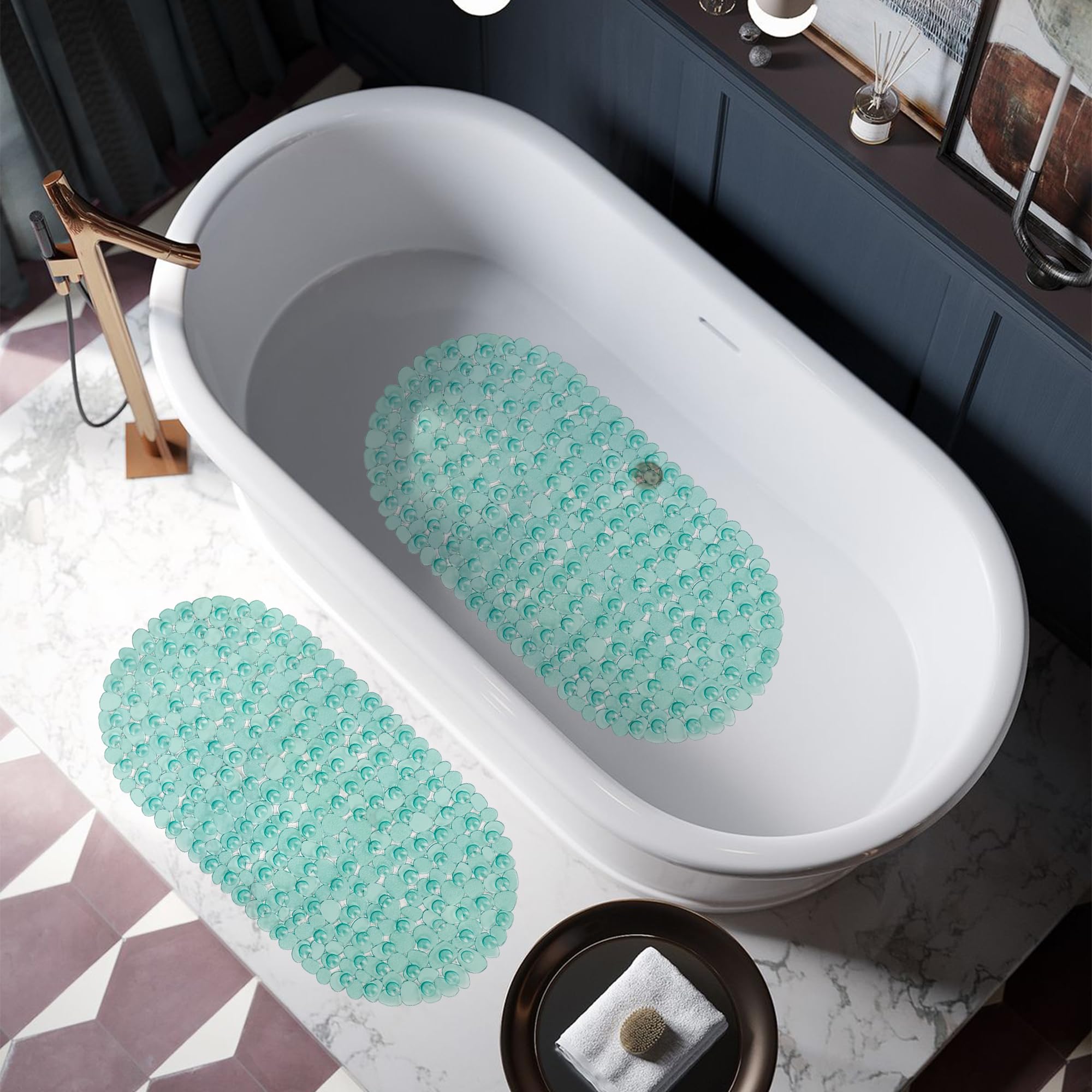Tappetini da bagno per vasca da bagno, antiscivolo, 67 x 40 cm, ideali per il bagno