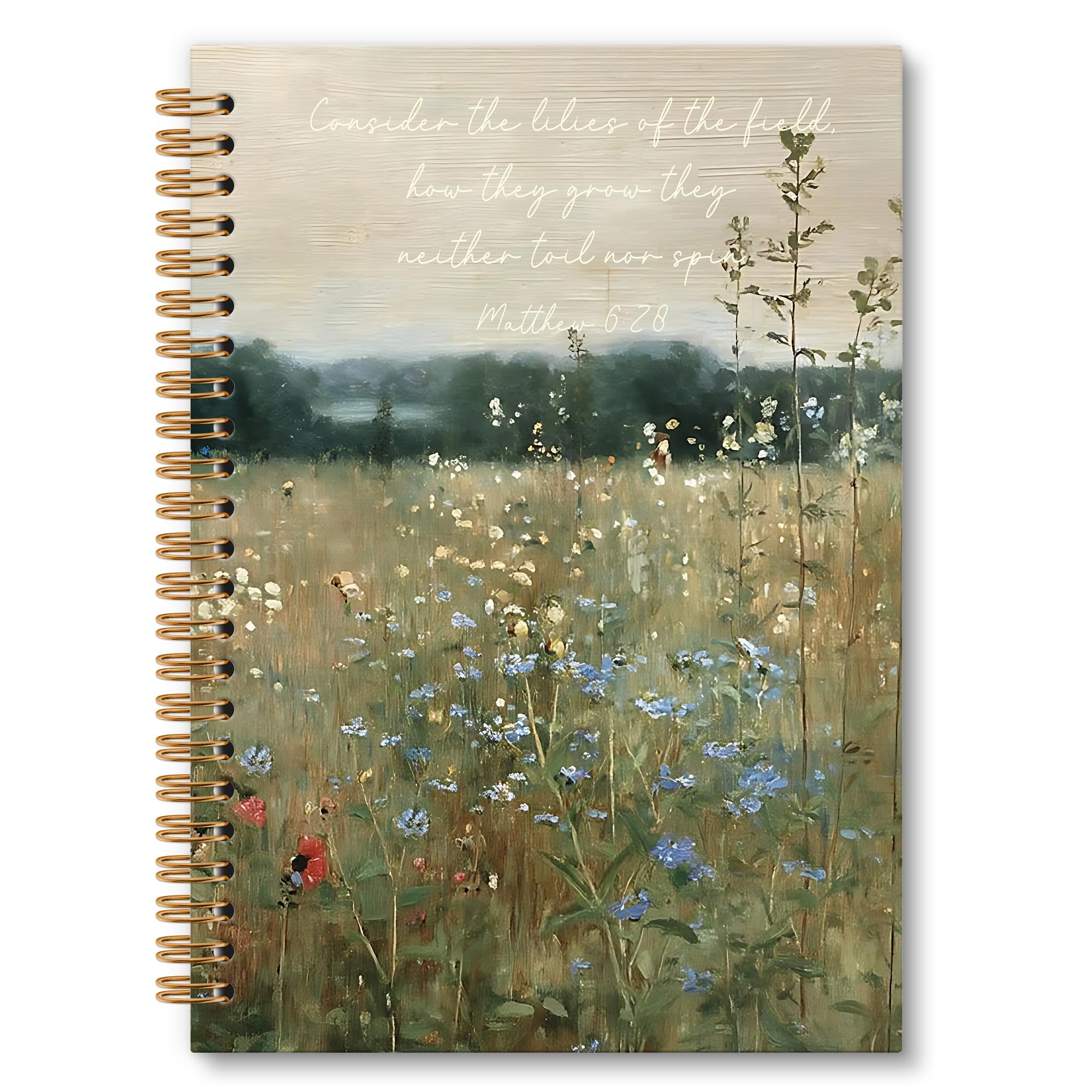 OINDADE Bible Wildflowers Notebook Journal - Vintage Flowers Spiral Notebook, Floral Journal, Landscape Christian Notebooks Gifts for Women,