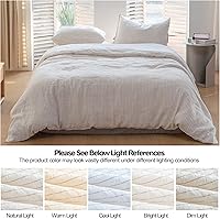 Vista 7 de Simple&Opulence Juego de funda de edredón de 100 % lino puro, 3 piezas de lino natural lavado a rayas con cierre de botón, casa de campo suave
