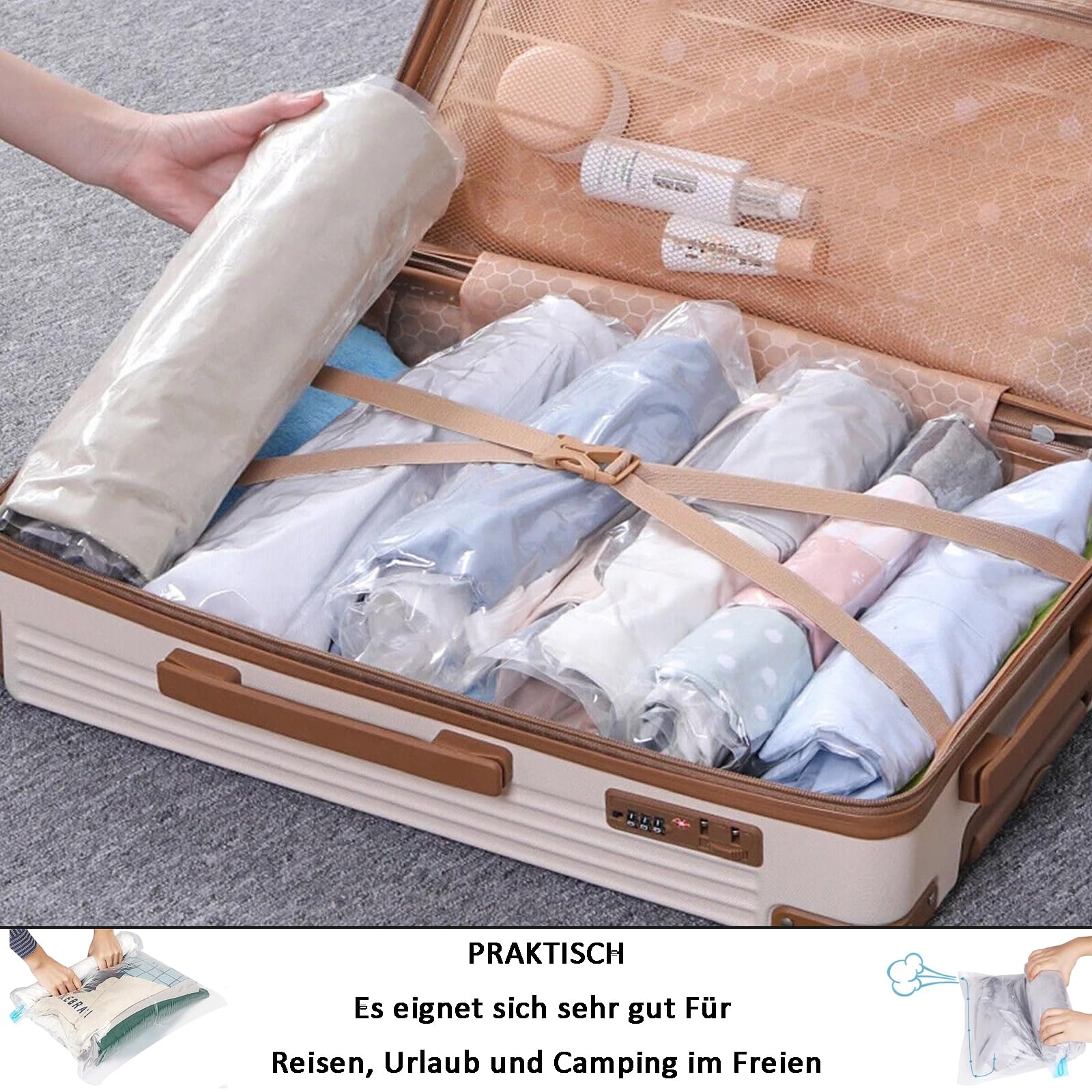 20x Sacchetti sottovuoto Sacco a compressione con chiusura sottovuoto