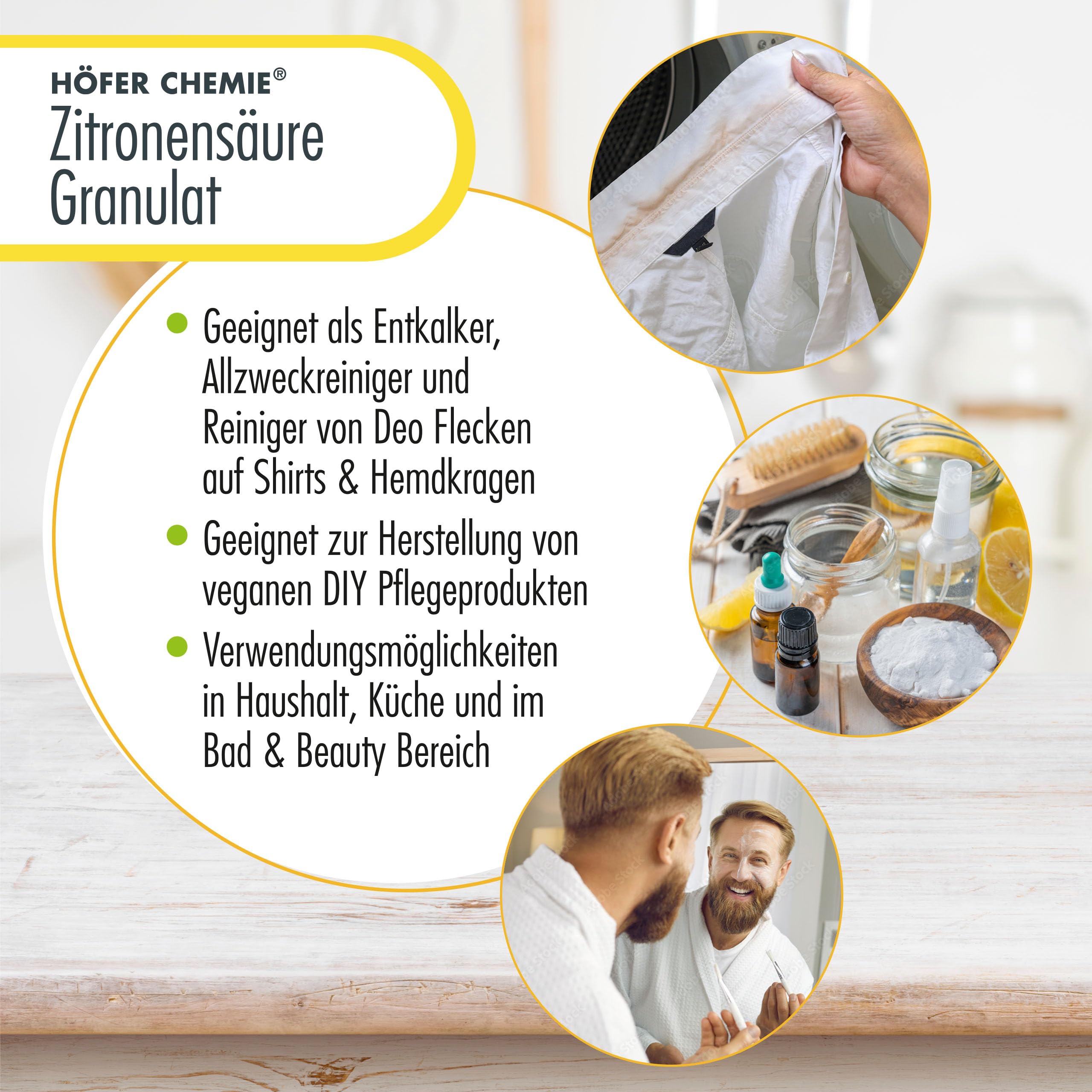Höfer Chemie 25 kg Zitronensäure Granulat | In Lebensmittelqualität - Entkalker, Allzweckreiniger und für DIY Pflege- & Reinigungsprodukte