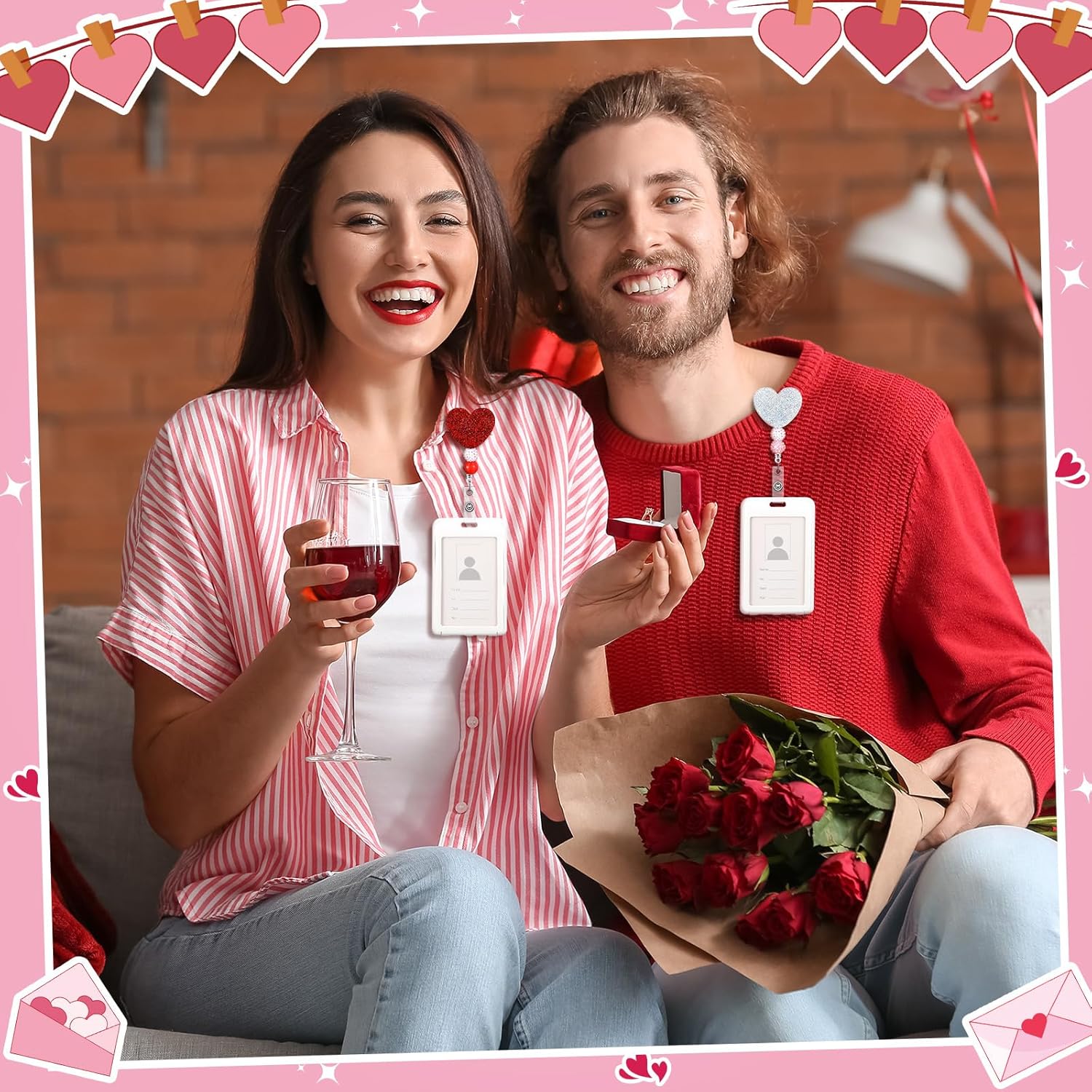 Giegxin 4 Pcs Valentines Day Badge Reel Retractable Acrylic Heart Love Badge Holder Reels Clips for Pediatric Nurses Medical Assistant ID Badges Name Tag Card - Image 4