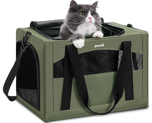 Pecute Cat Carrier Stable Pet Carrier with Privacy Partition Green