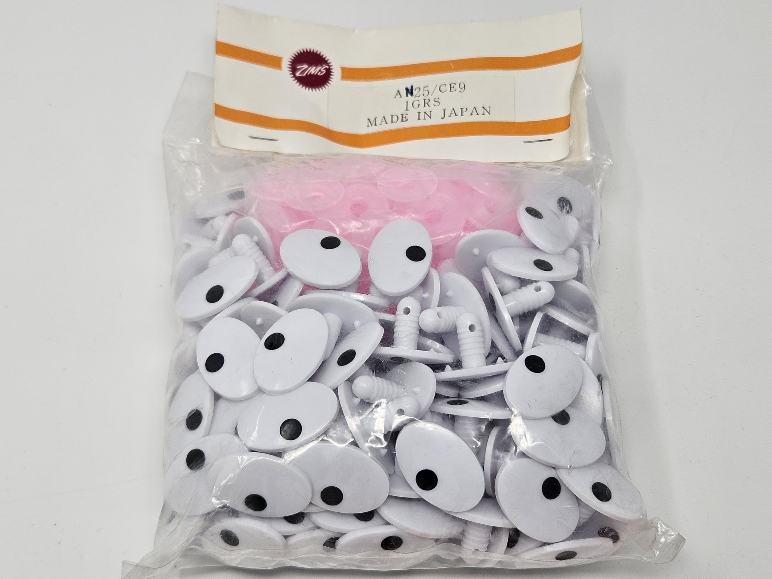 Zim's 25mm Oval Black and White Dot Comical Cartoon Plastic Safety Eyes for Craft Amigurumi Dolls, Toys or Puppets (Bulk Pack of 144)