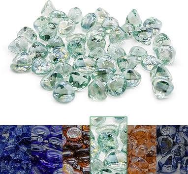 GasSaf 10-Pound 1 inch Diamonds Fire Glass for Gas or Propane Fire Pit Fireplace & Landscaping Crystal Ice Luster