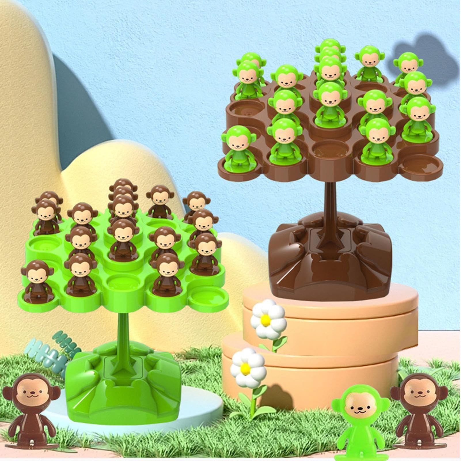 Juego de Equilibrio del Arbol de los Monos - Juegos Educativos y Juguetes de Apilar | Juego de Mesa Árbol del Equilibrio | Para Niños y Niñas Preescolares Guardería Fiestas Cumpleaños Noche Familiar y