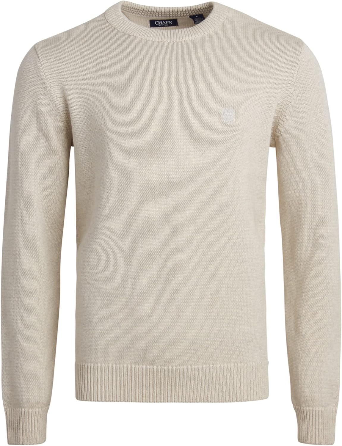 Chaps Men's Sweater - Heavyweight Classic Fit Cotton Crewneck Pullover Sweater for Men (S-2XL), Size X-Large, Oatmeal Heather