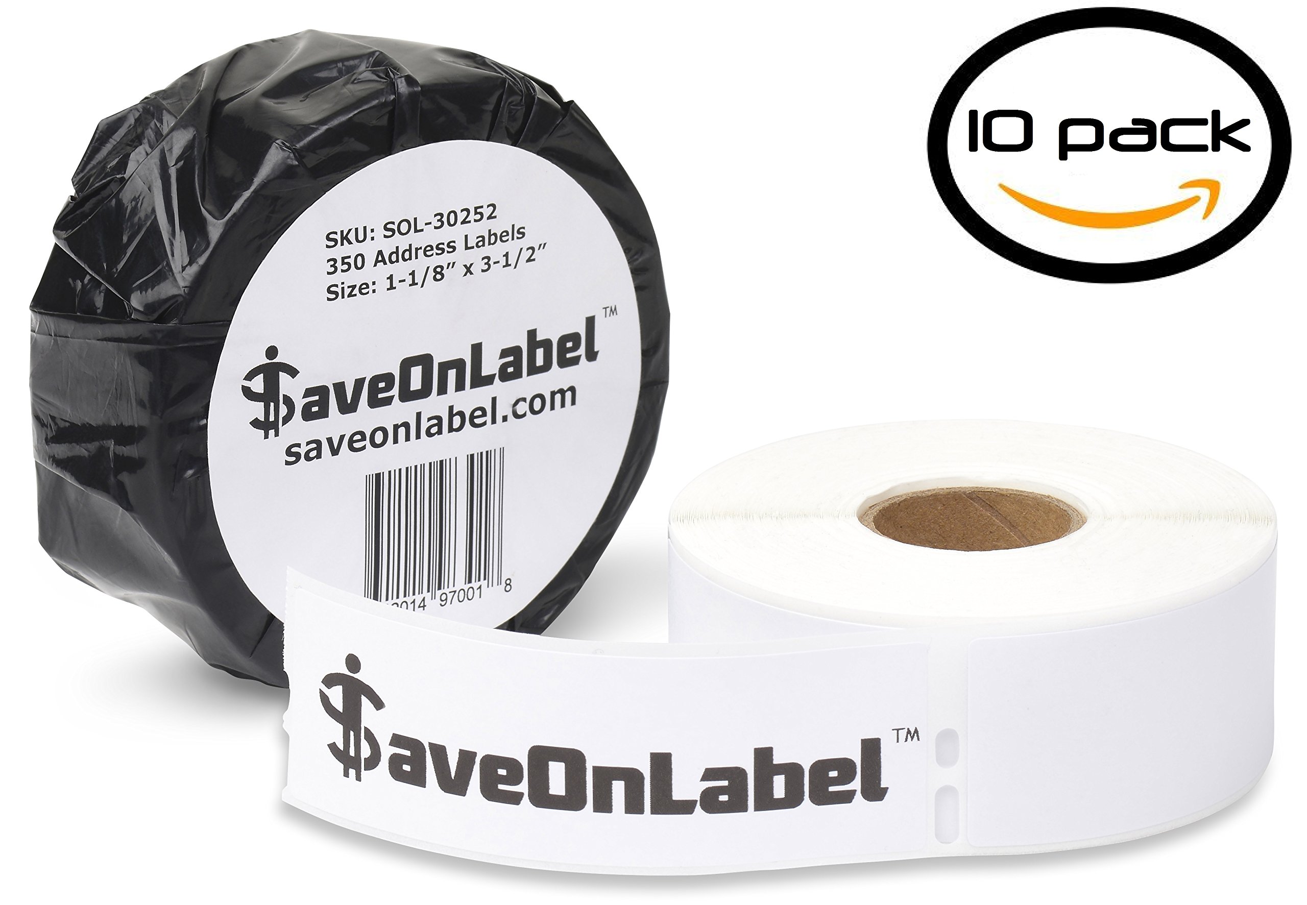 Dymo 30252 Compatible Address Labels, BPA Free, Strong Adhesive, Resistant to Scratches and Smudges, Compatible with Dymo 450, 450 Turbo, 4XL and Many More, 10 Rolls