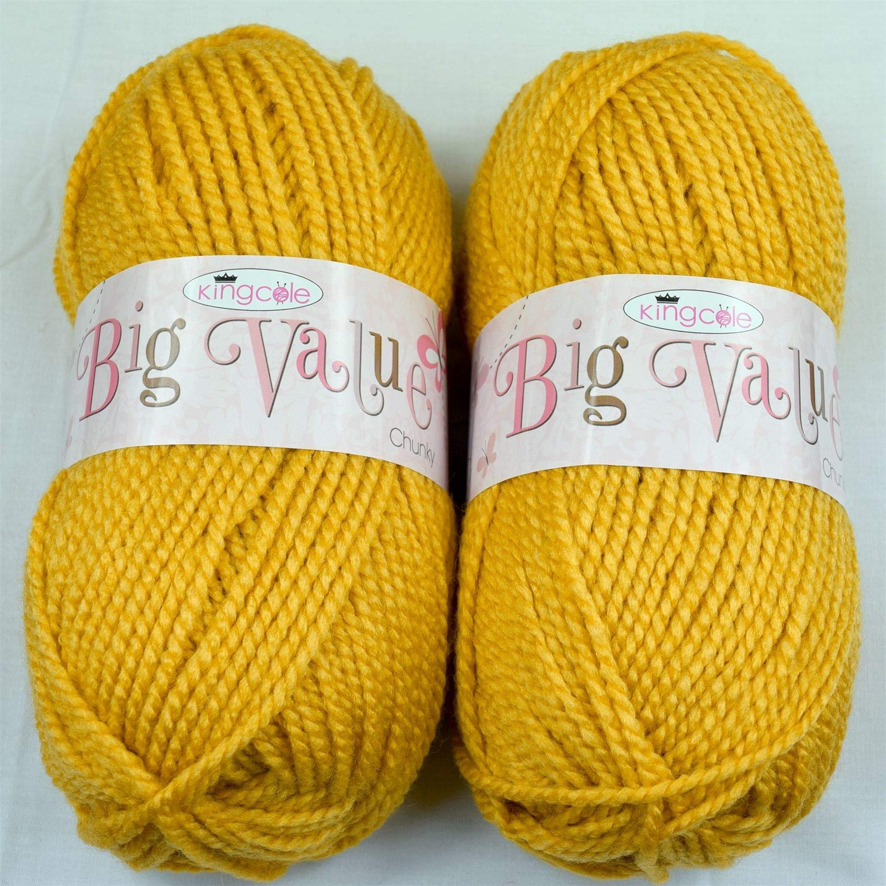 SleepyNights Big Value Chunky Knitting Yarn Wool Acrylic 2 Pack (2 x 100g) - Mustard