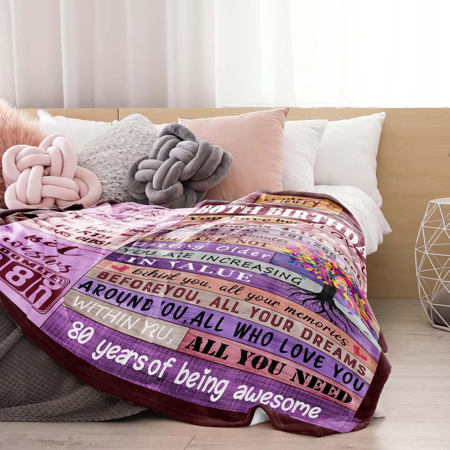 80th Birthday Gifts for Women Blanket,80th Birthday Gifts Ideas,80th Birthday Decorations,80 Year Old Birthday Gifts for Women,Throw Blanket 60"x50" - Image 3