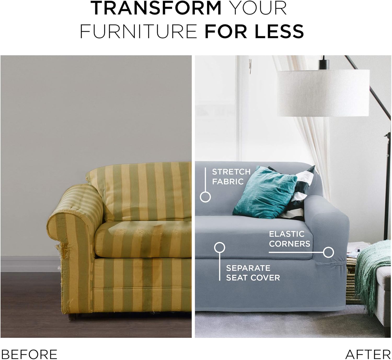 MAYTEX Pixel Ultra Soft Stretch Chair Furniture Cover Slipcover, Steel Blue : Home & Kitchen