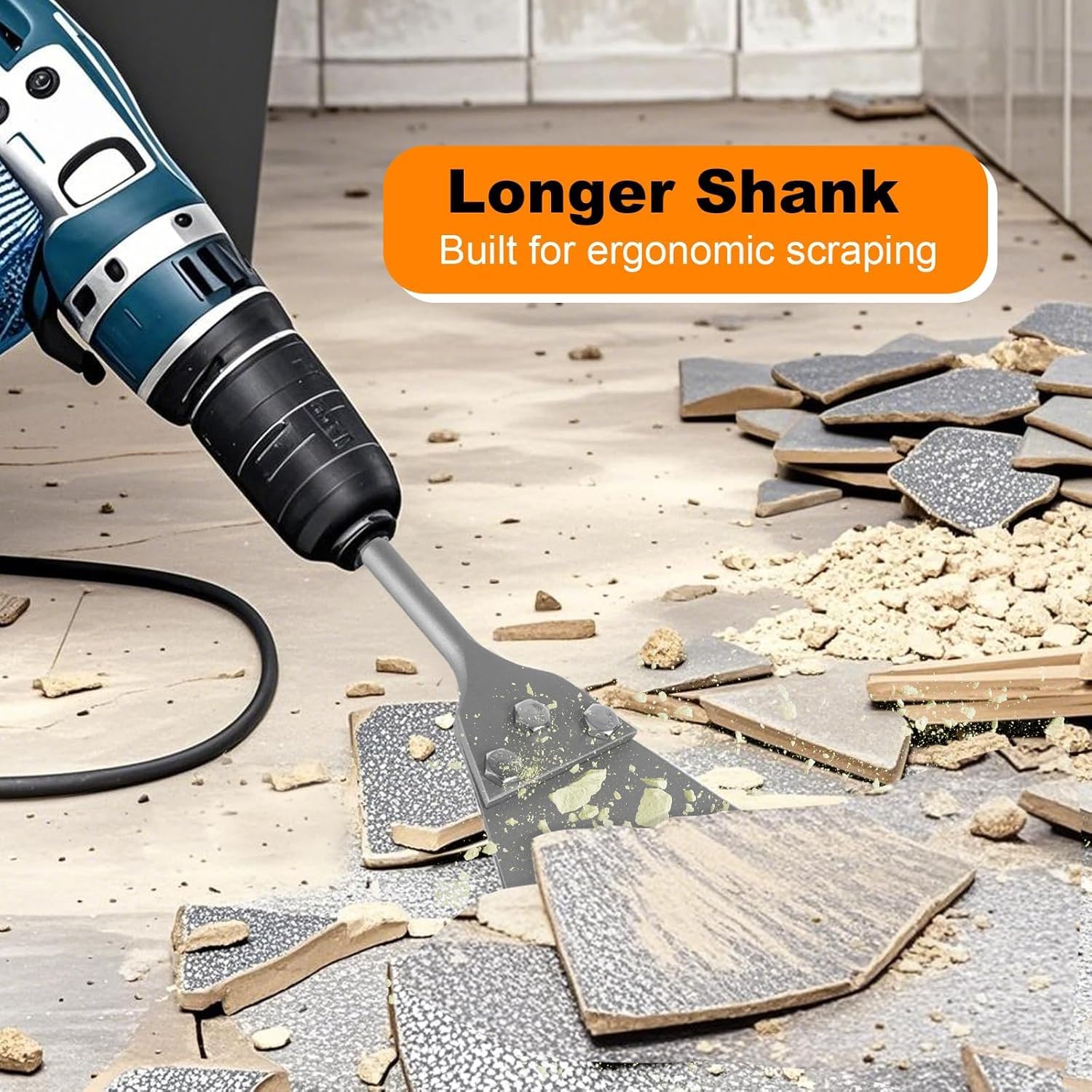 Greywolf SDS Plus Floor Scraper Kit, 5" x 11" Tile Removal Tool for SDS Plus Chisel Rotary Hammer Drill, Carpet Removal Tool, Premium Carbon Steel Blade, Great for Tile, Laminate, Epoxy Removal