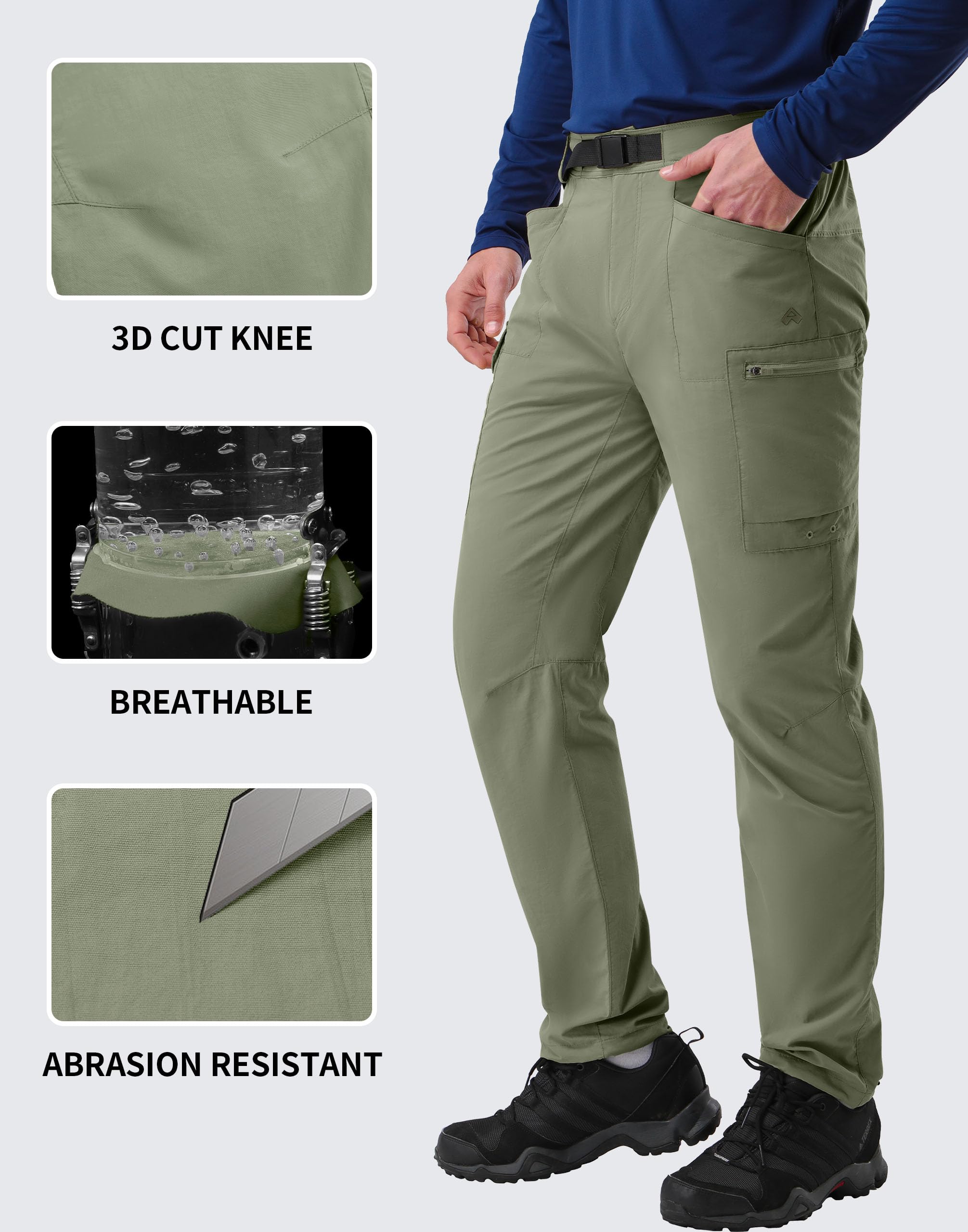 Pioneer Camp Herren Leicht Wanderhose Freizeithose Trekkinghose Cargohose Atmungsaktiv Outdoorhose Herren mit Taschen