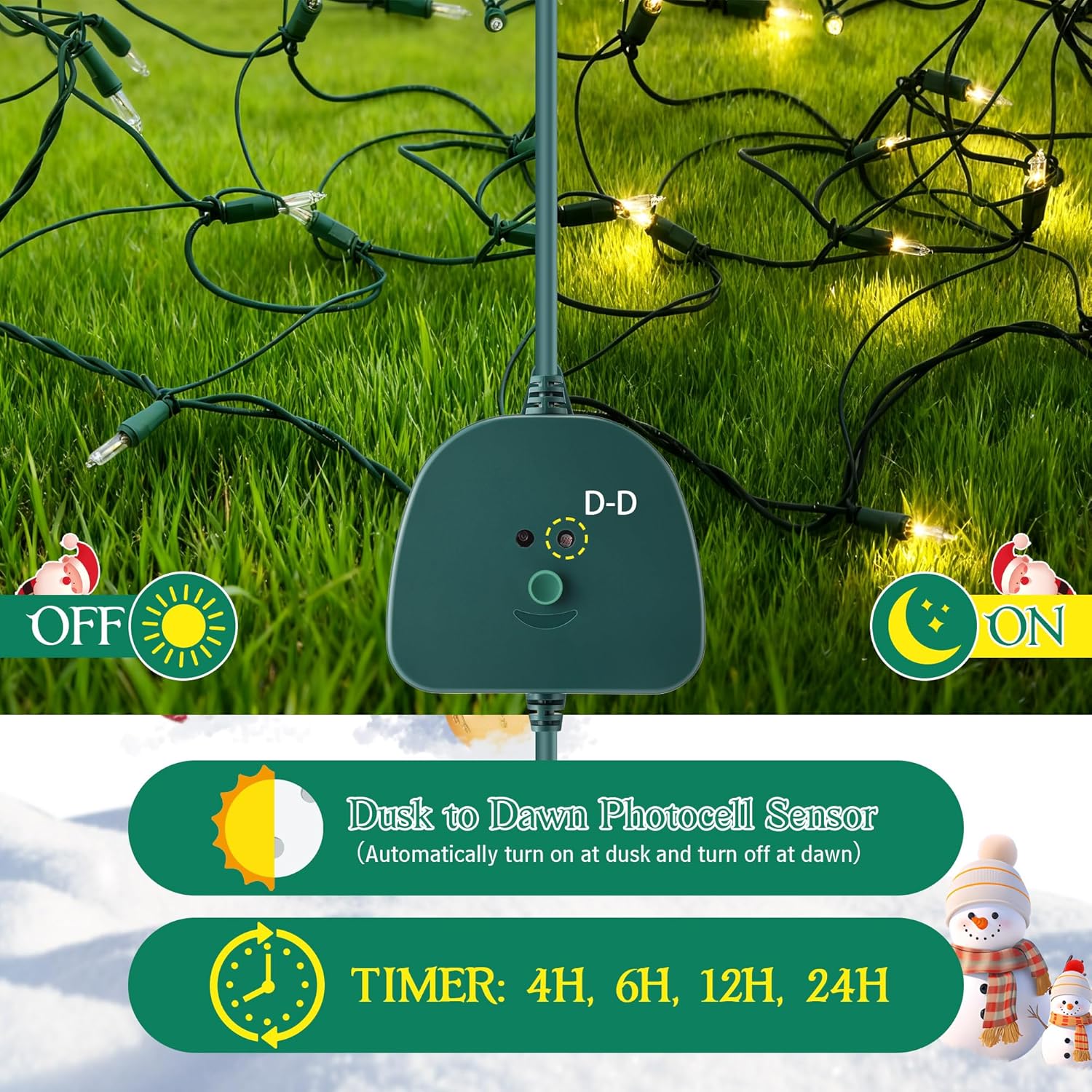 Christmas Light Controller with Remote, Create Dazzling Lighting Displays with Multiple Functions, Timer, Dusk to Dawn Sensor, Adjust Speed for Christmas Outdoor String Light (1 Channel, 16 Functions)
