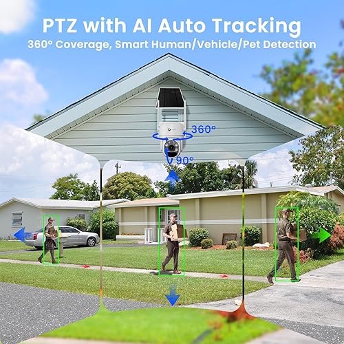 Miniatura 6 de XMARTO QHD Sistema de cámara de seguridad solar sin cables inalámbrico para exterioresinteriores, zoom panorámico, 4K de largo alcance WiFi 6 kit de