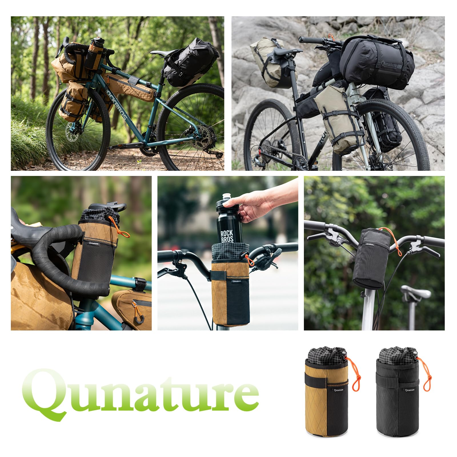 Borsa da Manubrio Borsa Termica e Isolante per Bottiglie da Bicicletta, Portaborraccia Bici Porta Borraccia Bici MTB Regolabile e Stabile, Facile Installazione, Capacità 1L, Kaki