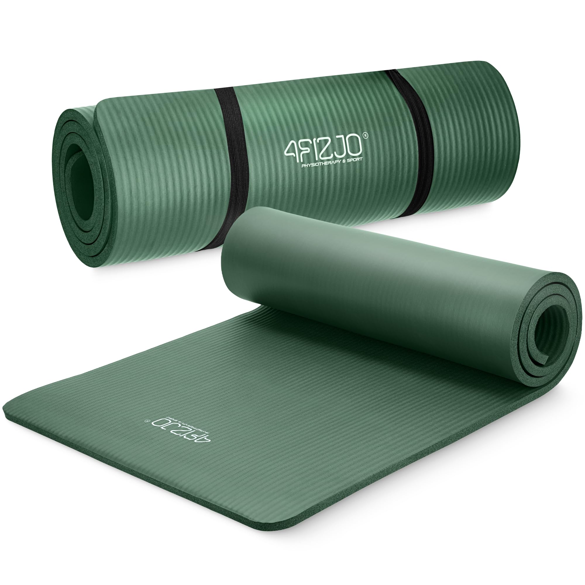 4FIZJO Fitnessmatte mit Tragegurt, Abm. 180x60 cm, NBR-Schaumstoff, Rutschfest, Komfort, In & Outdor, Pilatesmatte, Yoga Matte, Sportmatte, Gymnastikmatte, Trainingsmatte