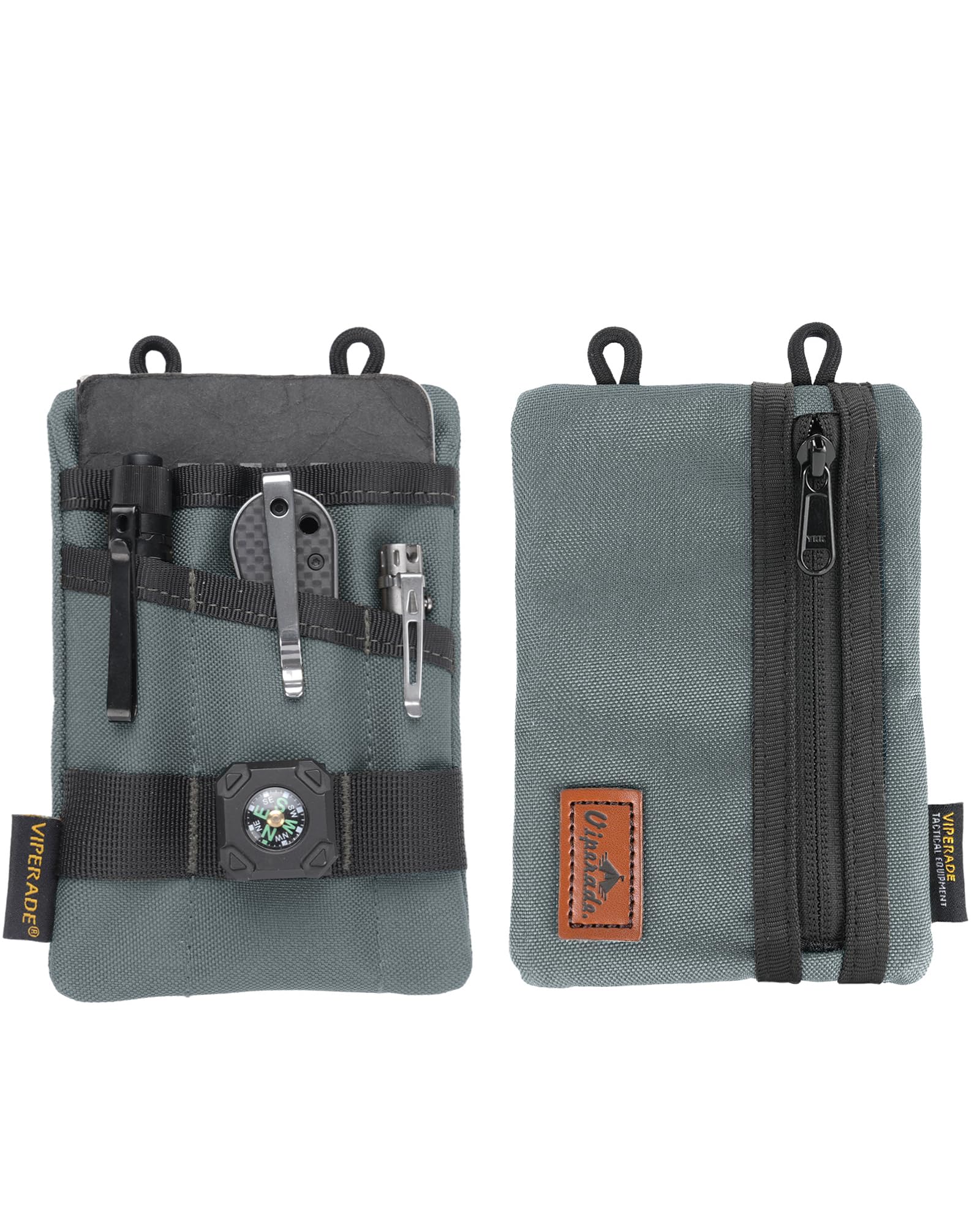 Viperade Men's Grey Ve1 Edc Tool Pocket Organizer, Small Edc Pouch With 5 Pockets, Small Multitool Organizer Pouch Nylon Tool Sheath For Flashlight Multitools Pen Notebook