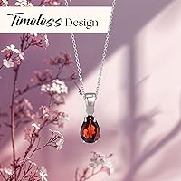 Vista 17 de 925 Sterling Silver Gemstone Necklace - Gemstone Teardrop Necklace - Birthstone Necklace for Women Silver - Pear Gemstone Pendant - Silver Jewelry