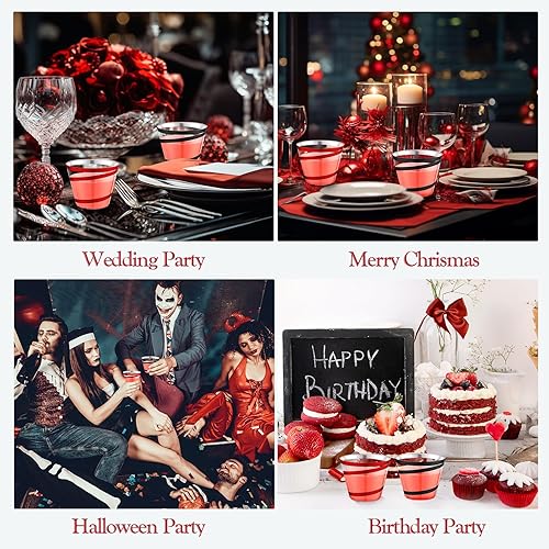 Vista 106 de Gejoy Vasos de plástico con borde de 9 onzas, vasos desechables para beber vino, vasos transparentes y elegantes de Halloween para suministros