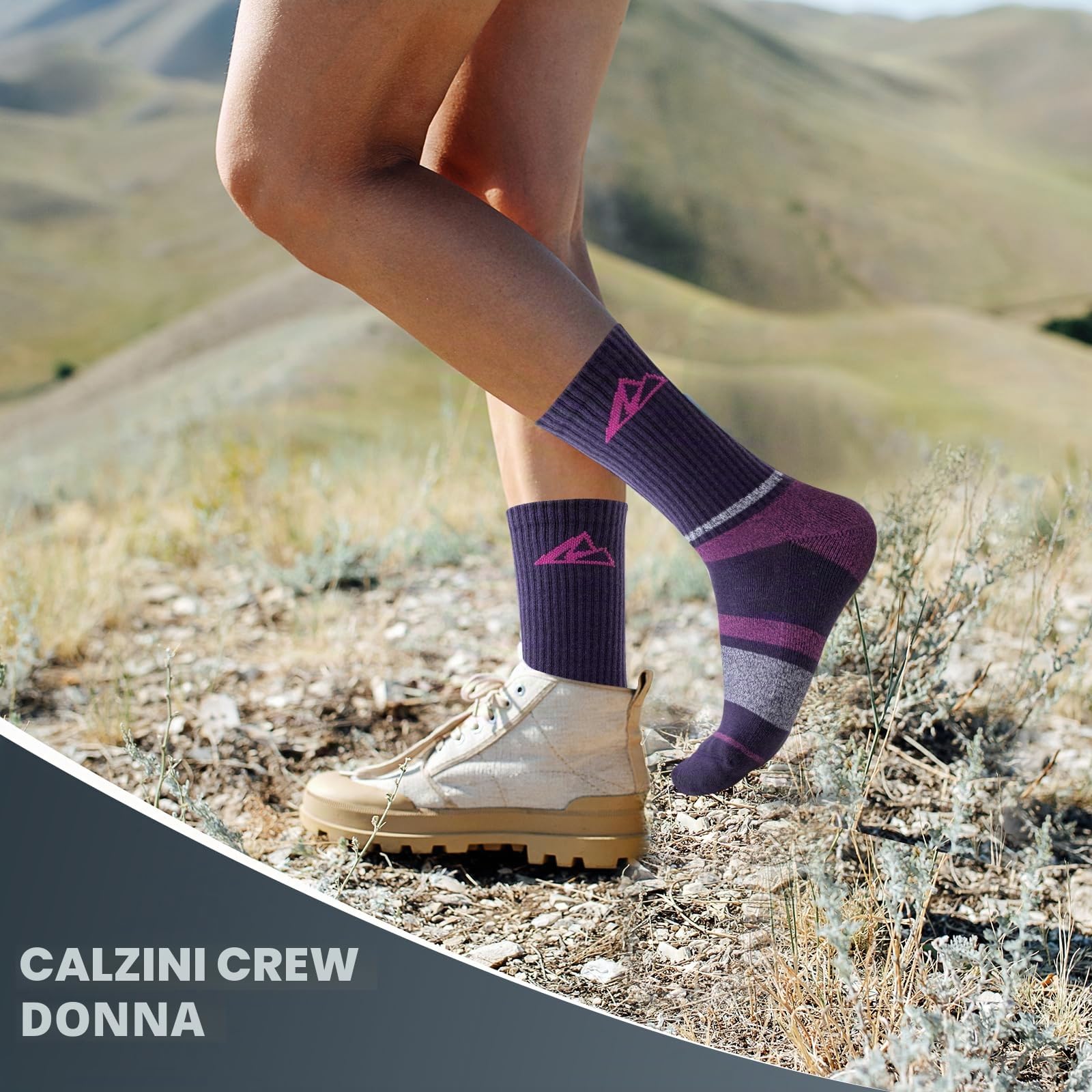 Calzini Trekking Donna 39-42 35-38, 3 Paia Calzini Sportivi in Cotone Anti-Vesciche Anti-Sudore Traspiranti, Calze Spugna per Running, Tennis e Trekking