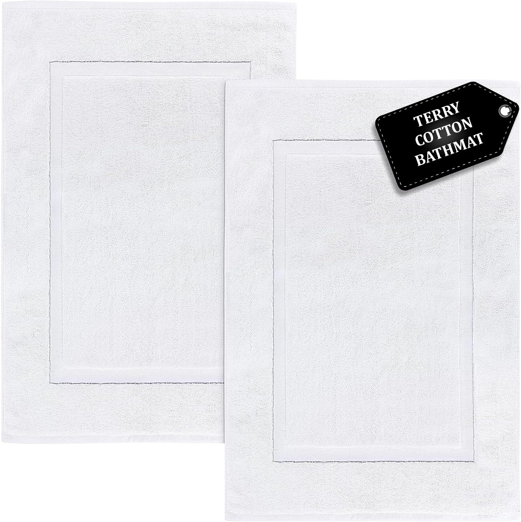 White Classic Bath Mat, Bathroom Floor Towels 6 Pack, 20x30