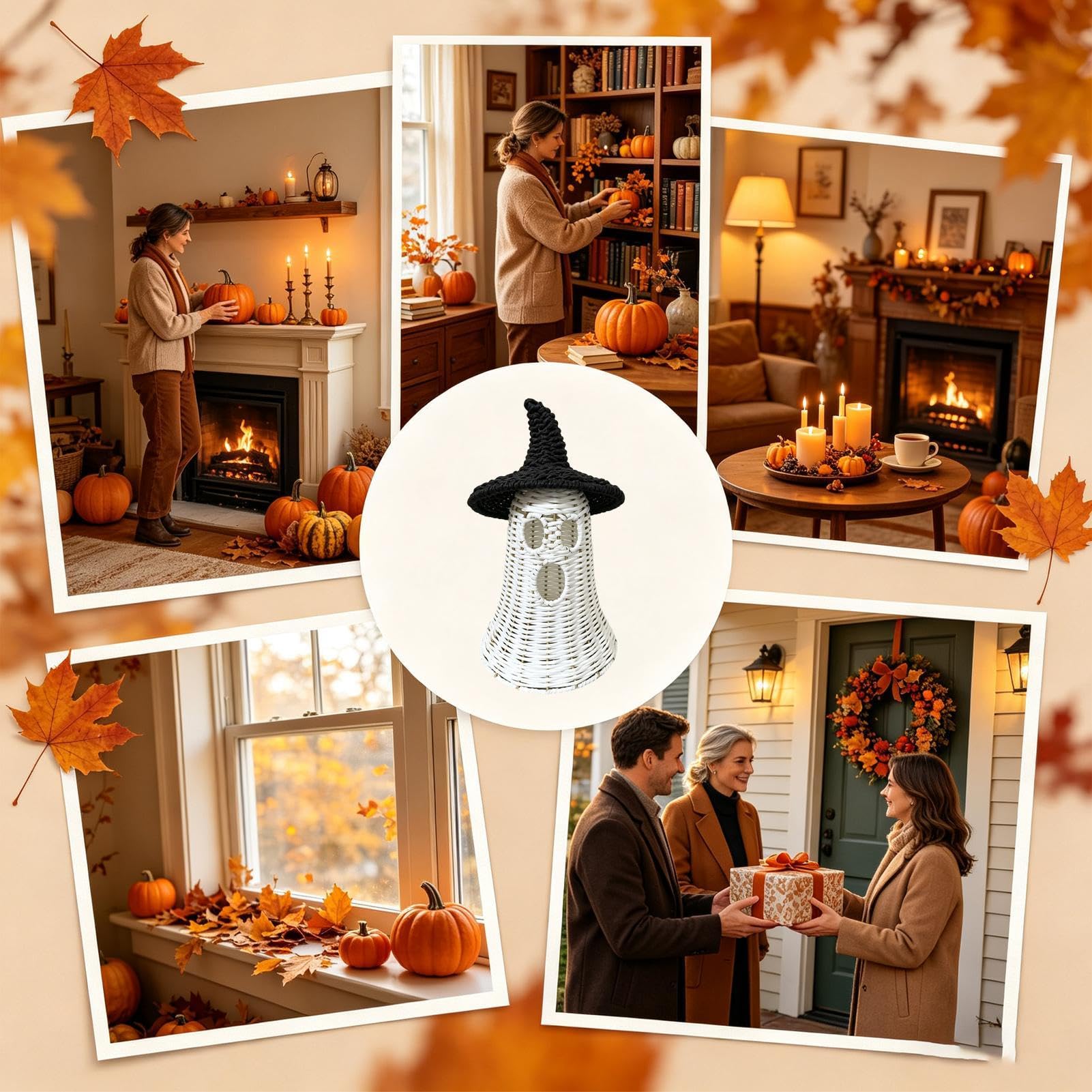 Lampada Fantasma Halloween Decorazione Autunnale Spettrale Intrecciata | Lampada Da Tavolo Fantasma Halloween Per Collezionisti E Appassionati Mensola Casa Infestata Caffè Comodino