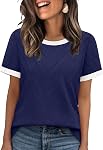 WIHOLL Ladies Tops Short Sleeve Knit Sweaters for Women Tops | 2026 Fall Outfits for Women,Crewneck Basic Tunic Tops,Suitable for Four Season Wear