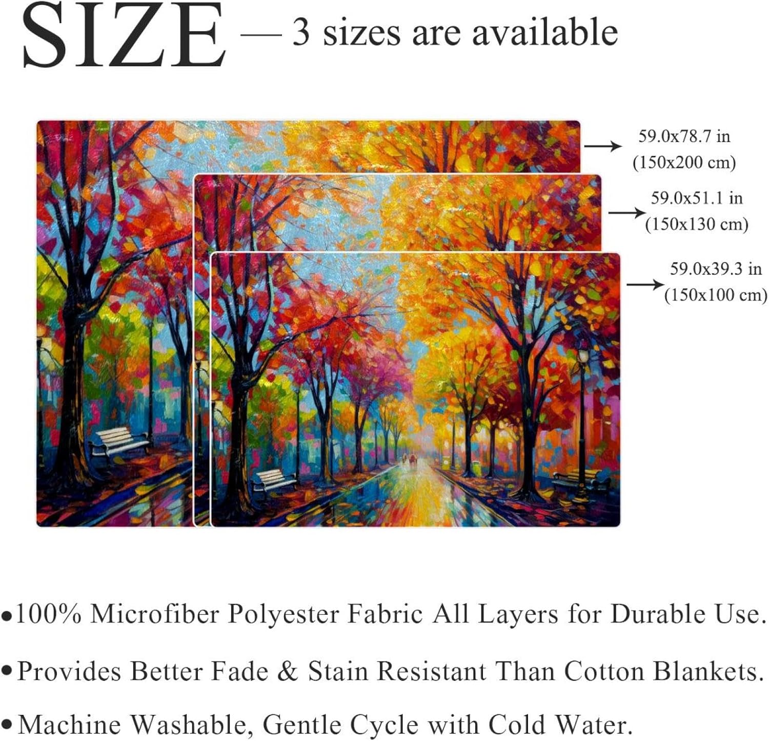 ソファ用スローブランケット、ソフトブランケット&スロー、秋の木の水彩画、59x78.7インチ ＼P10倍 11/28 14:59迄／ ブランケット  スローケット ひざ掛け 膝掛 腰掛け ポリエステル オレンジ グレー グリーン ブラウン 緑 茶色 おしゃれ 防寒 寒さ 冷え くすみカラー ... スローブランケット、ソフトブランケットとスロー、秋の木の水彩画、59x78.7インチ