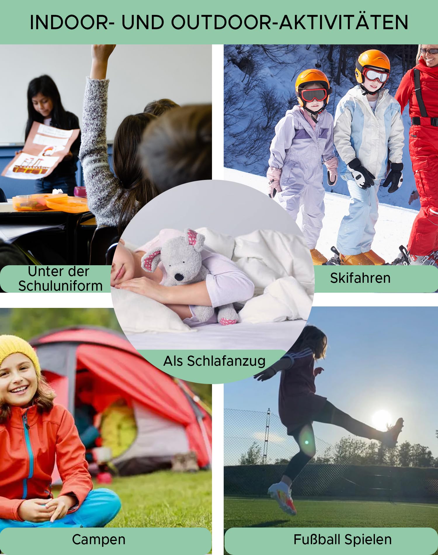 INNERSY Thermounterwäsche Mädchen Winter Skiunterwäsche Kinder Warm Ski Thermowäsche Thermals (134-146, Lila Wolken)