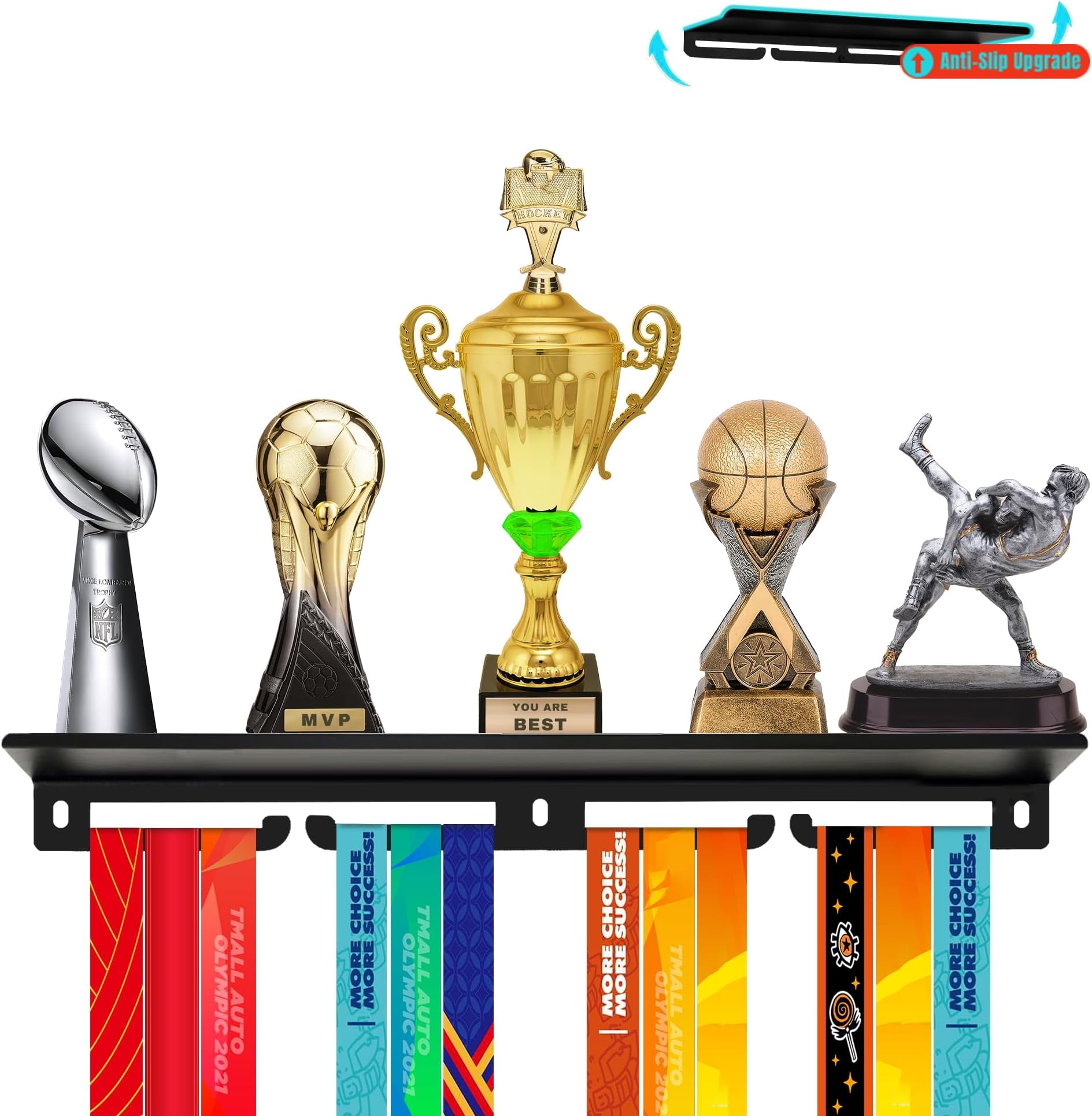 Amazon.com: Medal Hanger Display with Trophy Shelf - Durable Metal Rack ...
