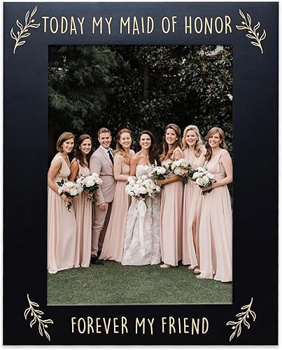 Miniatura 1 de XJF Marco de fotos grabado para dama de honor  Today My Maid of Honor Forever My Friend, regalo de boda para dama de honor de novia, regalo de dama