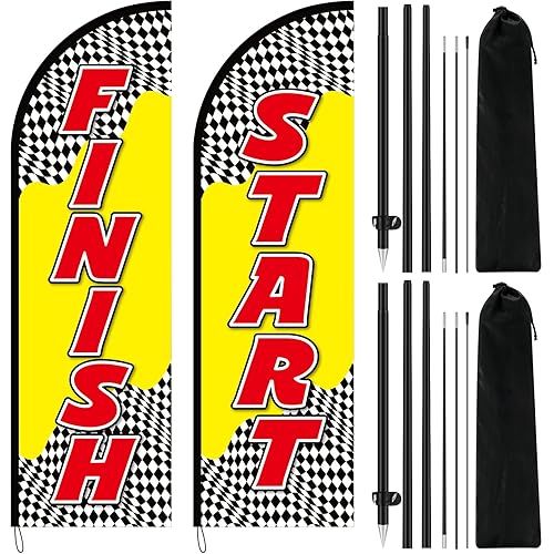 2 Sets Start and Finish Feather Flag 8.2 ft Start