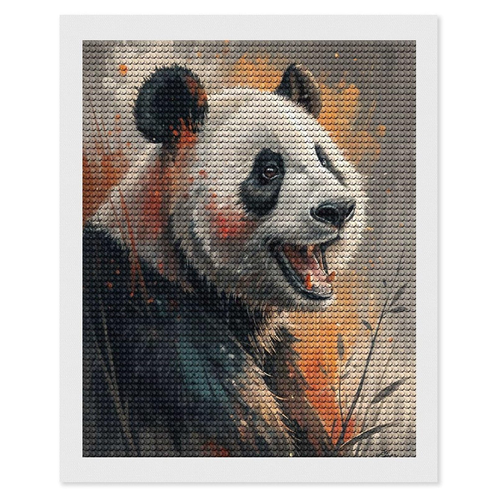 Junmoney Expressive Panda Portrait Diamond Art Kit 16"x20", Modern Decor, Farmhouse Decor, Home Wall Art, Festive Craft Gift, Handmade Wall Decor