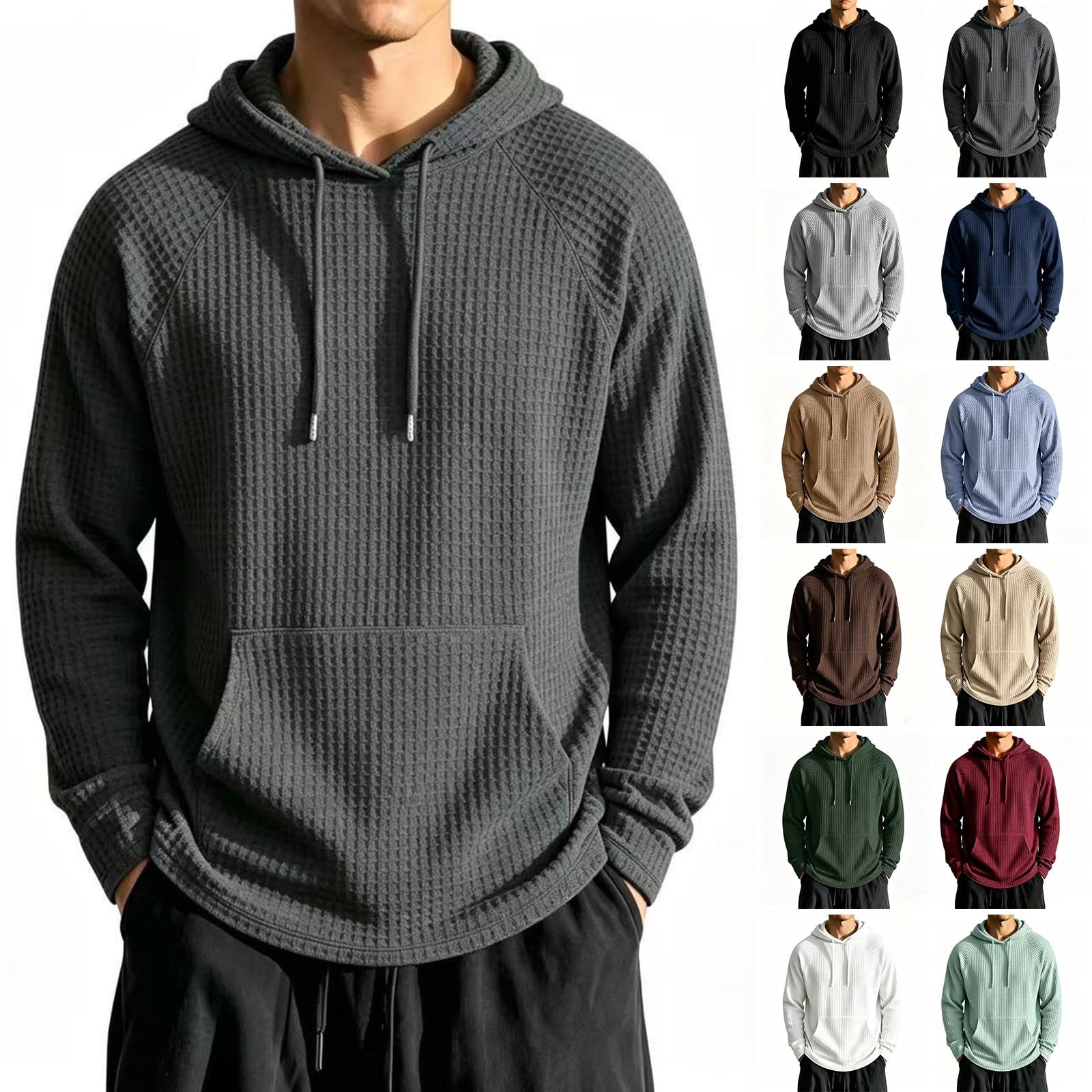 Felpa sportiva da uomo con cappuccio oversize con stampa a nido d'ape
