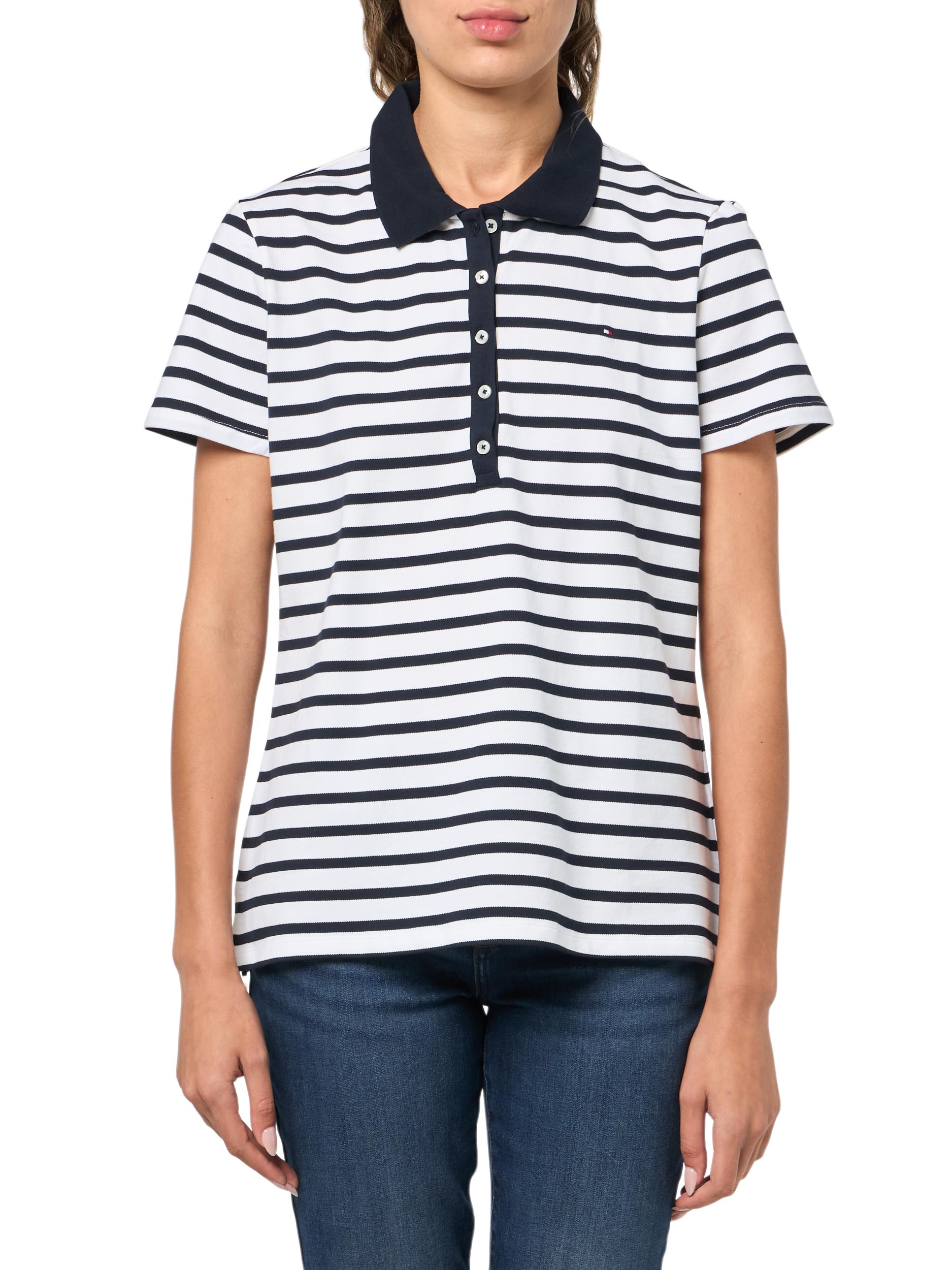 Camiseta polo para mujer Tommy Hilfiger manga corta de moda casual chic 4
