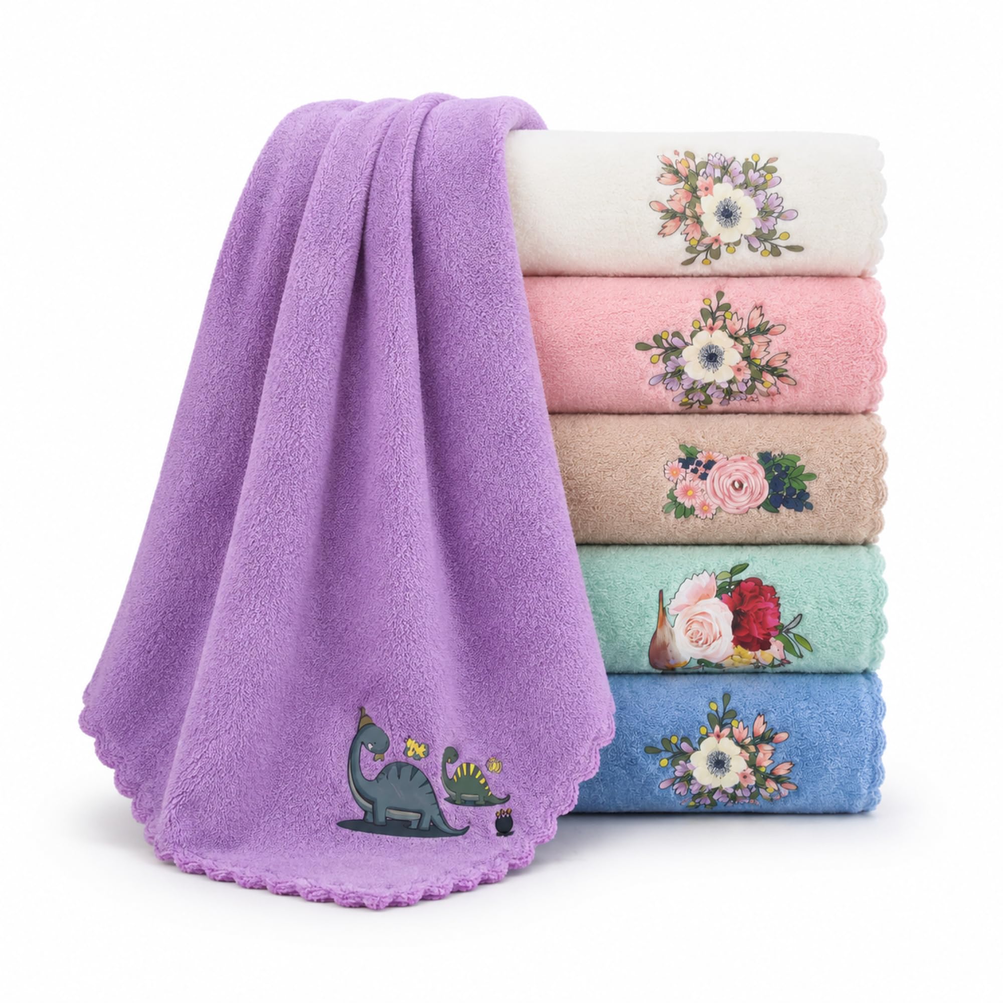 Microfiber Handkerchief for Women & Girls | Pack of 6 Multicolor Soft Embroidered Hankies | Ultra Soft, Super Absorbent, Quick Dry Reusable Face & Pocket Handkerchief (25 x 25 cm)-image-41