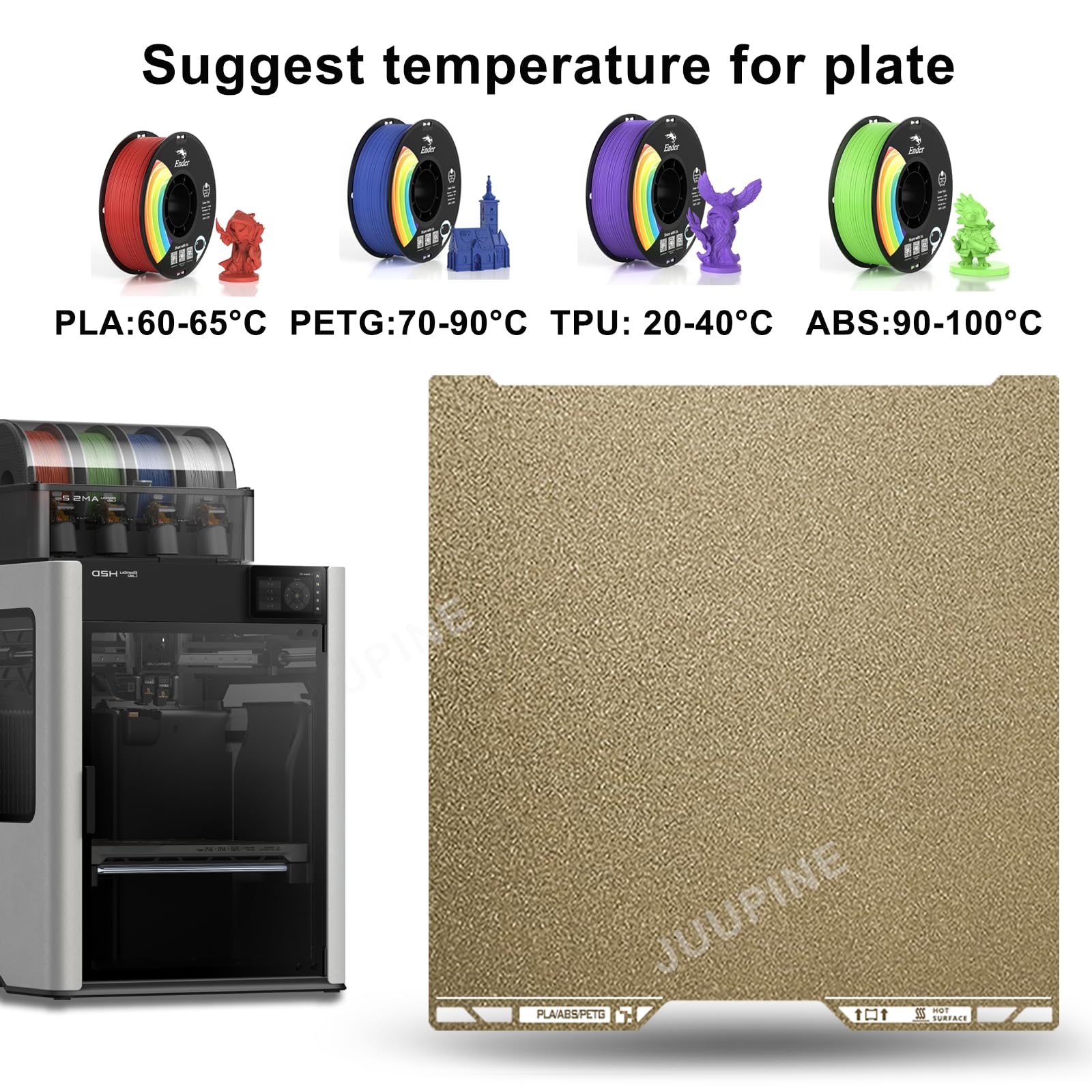 Placa de impresión PEI texturizada (código QR) para plataforma Bambulab H2D, placa de construcción PEI de impresión de doble cara 350 x 320 mm, cama de acero flexible extraíble para piezas de